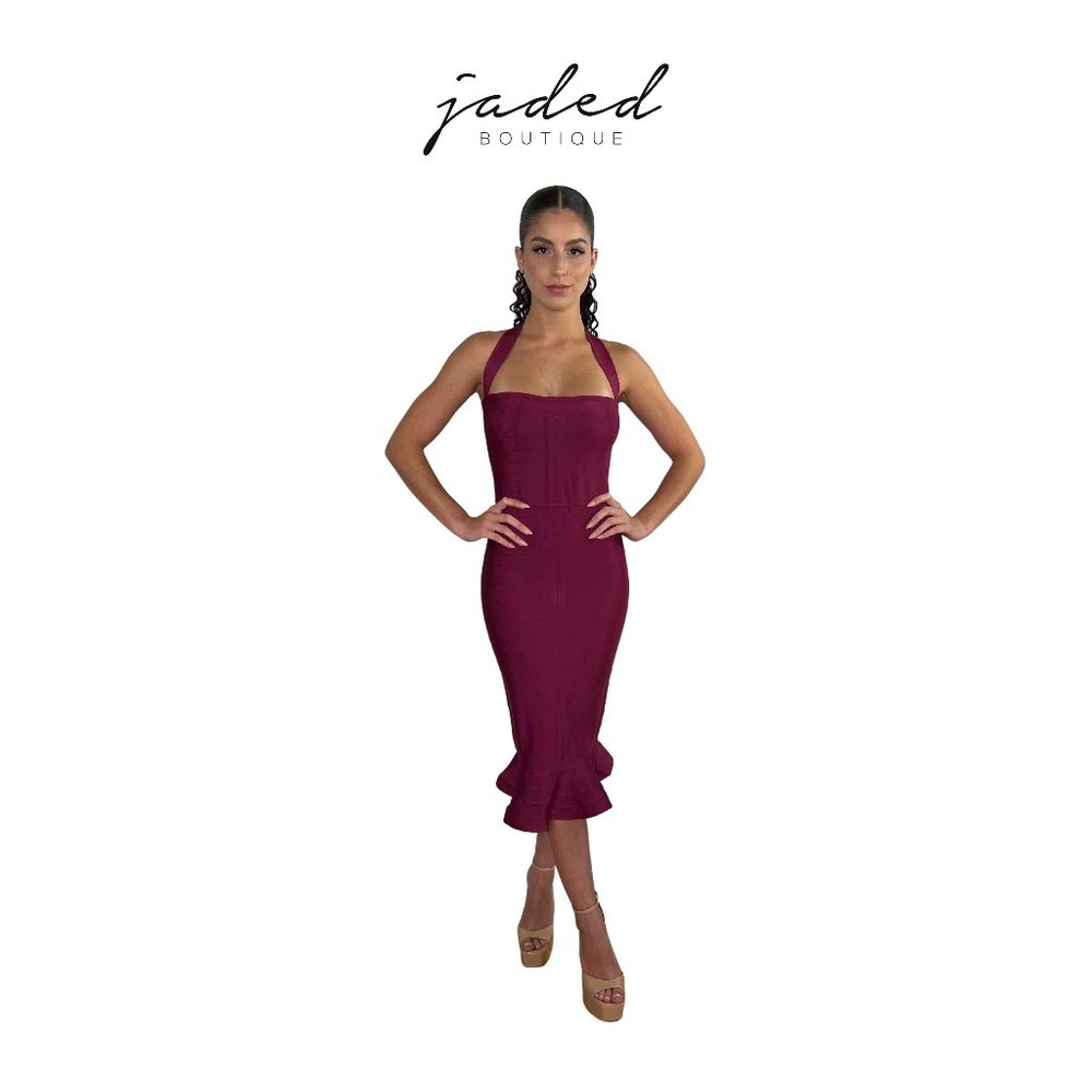 Berry Mermaid Bandage Dress